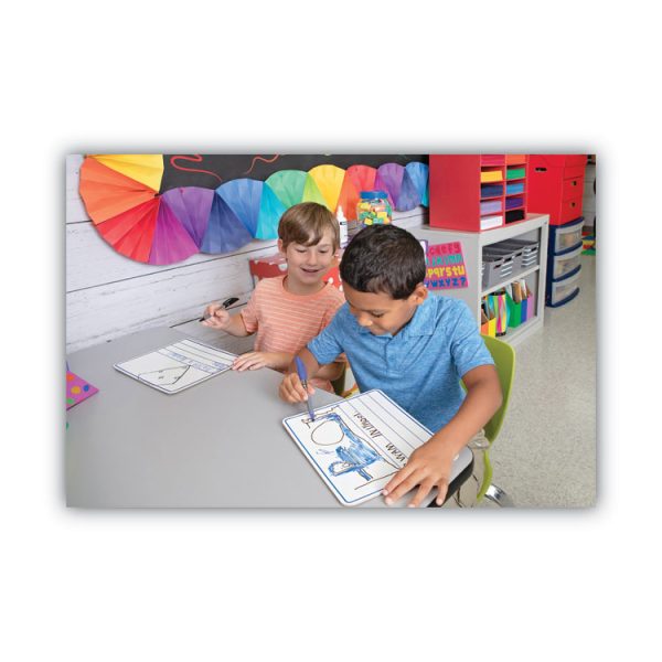 Dry Erase Student Boards, 12 x 9, Blue/White Surface, 10/Set - Image 2