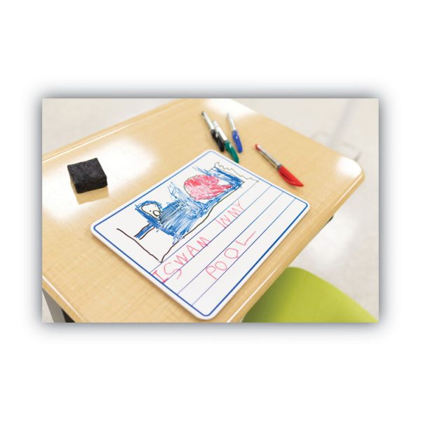 Dry Erase Student Boards, 12 x 9, Blue/White Surface, 10/Set - Image 3