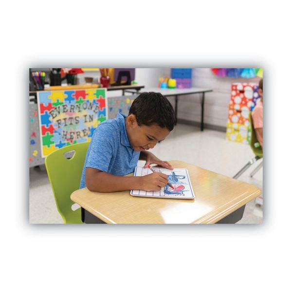 Dry Erase Student Boards, 12 x 9, Blue/White Surface, 10/Set - Image 4