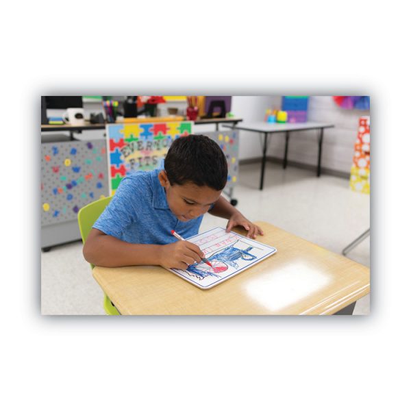 Dry Erase Student Boards, 12 x 9, Blue/White Surface, 10/Set - Image 6
