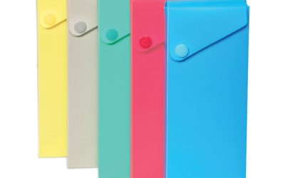 Slider Pencil Case, 11.43 x 9.5 x 0.6, Sandy Gray, Seafoam Green, Seaside Blue, Sunset Red, Sunny Yellow, 24/Carton