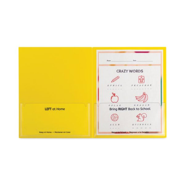 Classroom Connector Folders, 11 x 8.5, Yellow, 25/Box - Image 4