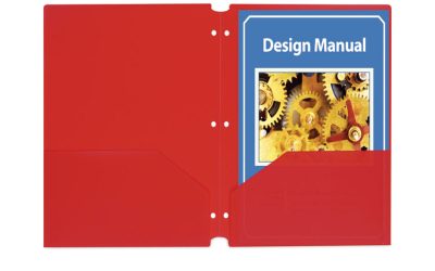 Two-Pocket Heavyweight Poly Portfolio Folder, 3-Hole Punch, 11 X 8.5, Red, 25/box