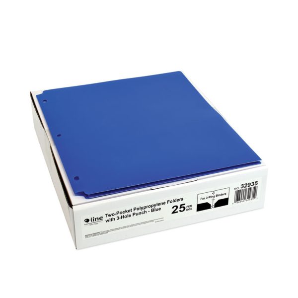 Two-Pocket Heavyweight Poly Portfolio Folder, 3-Hole Punch, 11 X 8.5, Blue, 25/box - Image 5