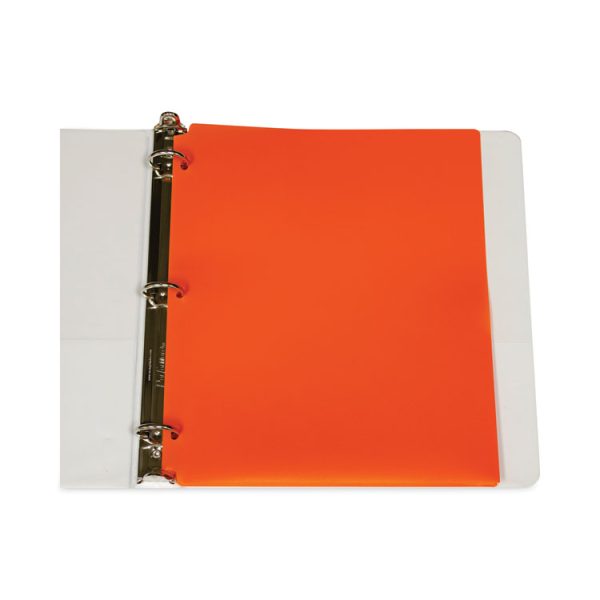 Two-Pocket Heavyweight Poly Portfolio Folder, 3-Hole Punch, 11 x 8.5, Orange, 25/Box - Image 4