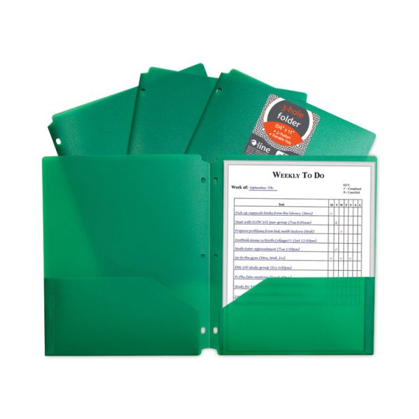 Two-Pocket Heavyweight Poly Portfolio Folder, 3-Hole Punch, 11 x 8.5, Green, 25/Box - Image 3