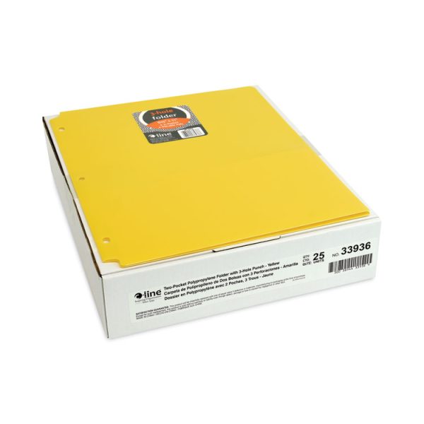 Two-Pocket Heavyweight Poly Portfolio Folder, 3-Hole Punch, 11 x 8.5, Yellow, 25/Box - Image 5