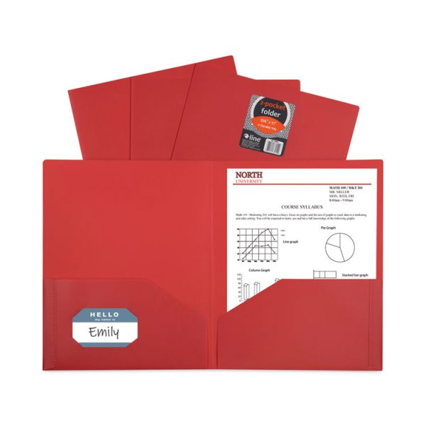 Two-Pocket Heavyweight Poly Portfolio Folder, 11 x 8.5, Red, 25/Box - Image 3