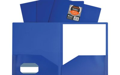 Two-Pocket Heavyweight Poly Portfolio Folder, 11 x 8.5, Blue, 25/Box