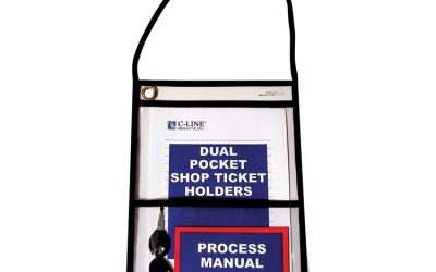 2-Pocket Shop Ticket Holder w/Setrap, Black Stitching, 150-Sheet, 9 x 12, 15/Box