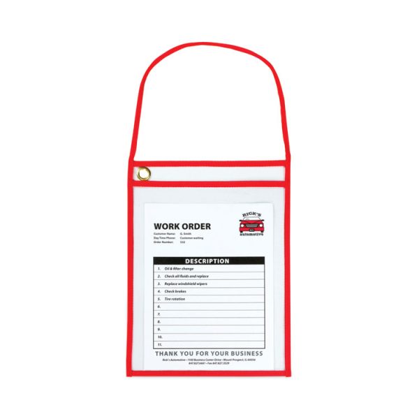 1-Pocket Shop Ticket Holder w/Setrap and Red Stitching, 75-Sheet, 9 x 12, 15/Box