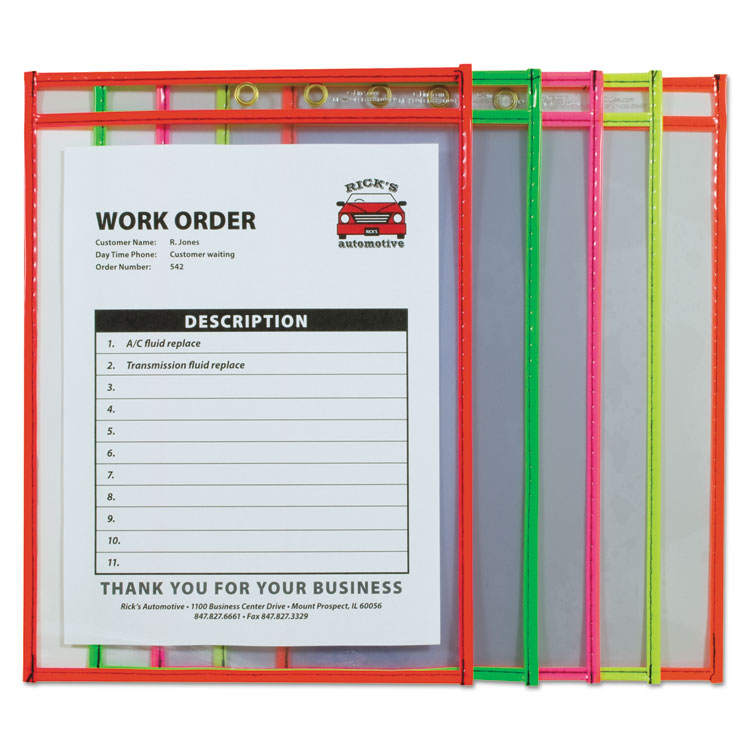 Stitched Shop Ticket Holders, Neon, Assorted 5 Colors, 75", 9 X 12, 25/bx - Image 2