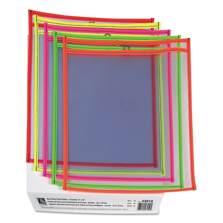 Stitched Shop Ticket Holders, Neon, Assorted 5 Colors, 75", 9 X 12, 25/bx - Image 4