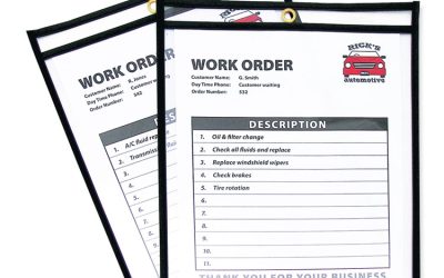 Shop Ticket Holders, Stitched, Both Sides Clear, 50 Sheets, 8.5 x 11, 25/Box