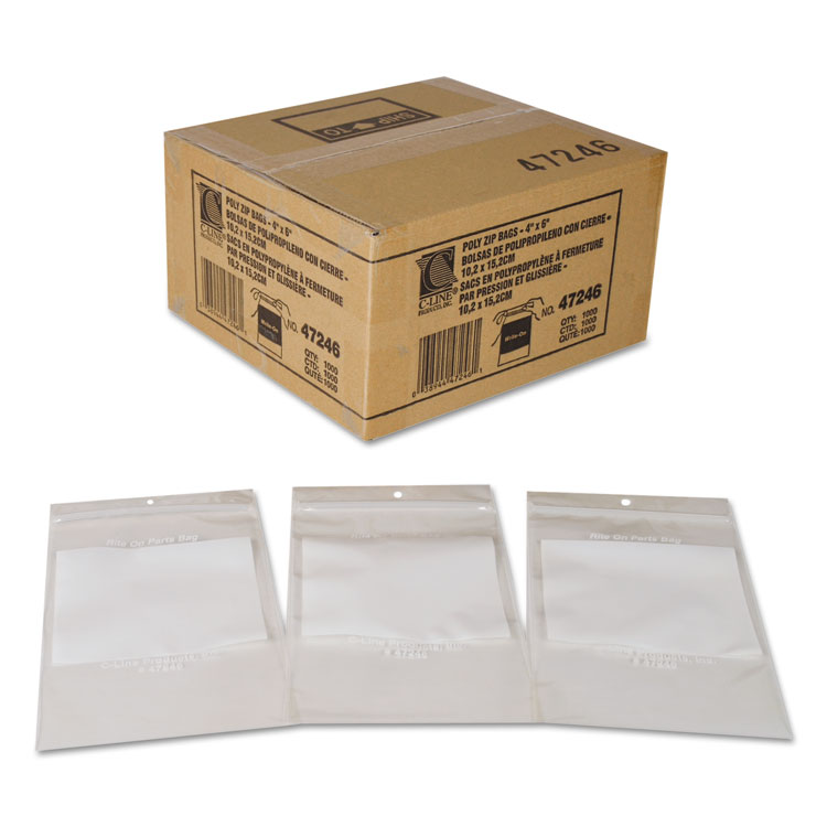 Write-On Poly Bags, 2 Mil, 4" X 6", Clear, 1,000/carton - Image 3