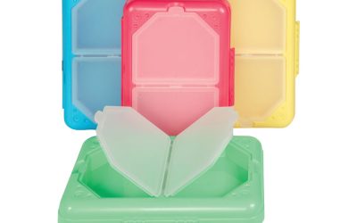 Storage Box, 5.43 x 8.25 x 2.43, Seafoam Green, Seaside Blue, Sunset Red, Sunny Yellow, 12/Carton
