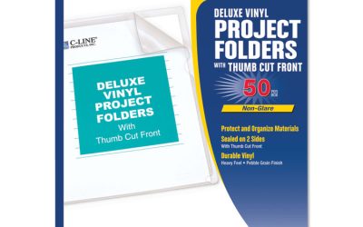 Deluxe Vinyl Project Folders, Letter Size, Clear, 50/box