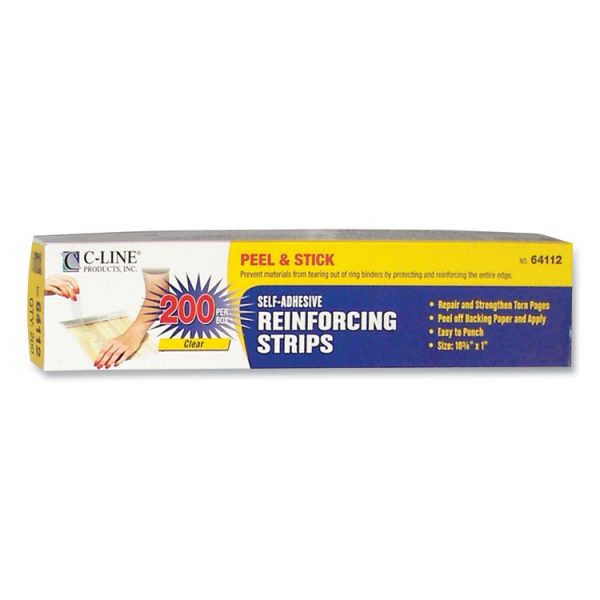 Self-Adhesive Reinforcing Strips, 1 x 10.75, Clear, 200/Box - Image 2