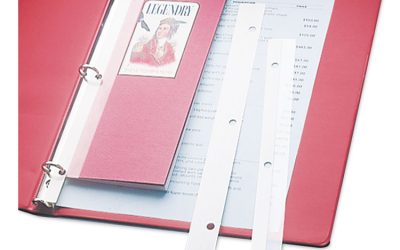 Self-Adhesive Attaching Strips, 3-Hole Punched, 1 x 11, Clear, 200/Box