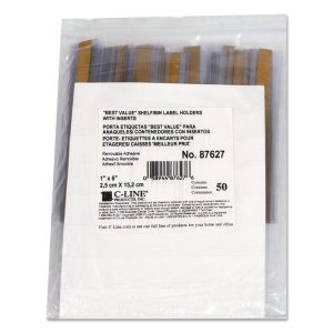Self-Adhesive Label Holders, Top Load, 1 X 6, Clear, 50/pack