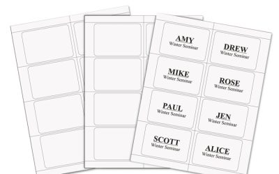 Laser Printer Name Badges, 3 3/8 X 2 1/3, White, 200/box