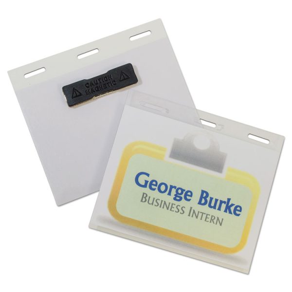 Self-Laminating Magnetic Style Name Badge Holder Kit, 3" X 4", Clear, 20/box