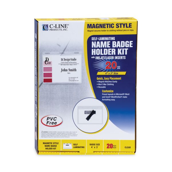 Self-Laminating Magnetic Style Name Badge Holder Kit, 3" X 4", Clear, 20/box - Image 5