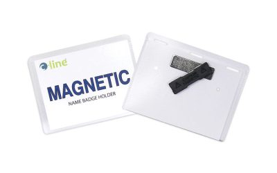 Magnetic Name Badge Holder Kit, Horizontal, 4w X 3h, Clear, 20/box