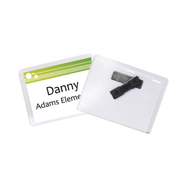 Magnetic Name Badge Holder Kit, Horizontal, 4w X 3h, Clear, 20/box - Image 2