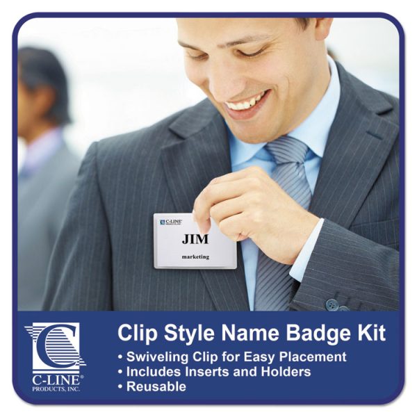 Name Badge Kits, Top Load, 3 1/2 X 2 1/4, Clear, 50/box - Image 2