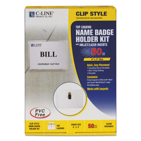 Name Badge Kits, Top Load, 4 X 3, Clear, 50/box - Image 3