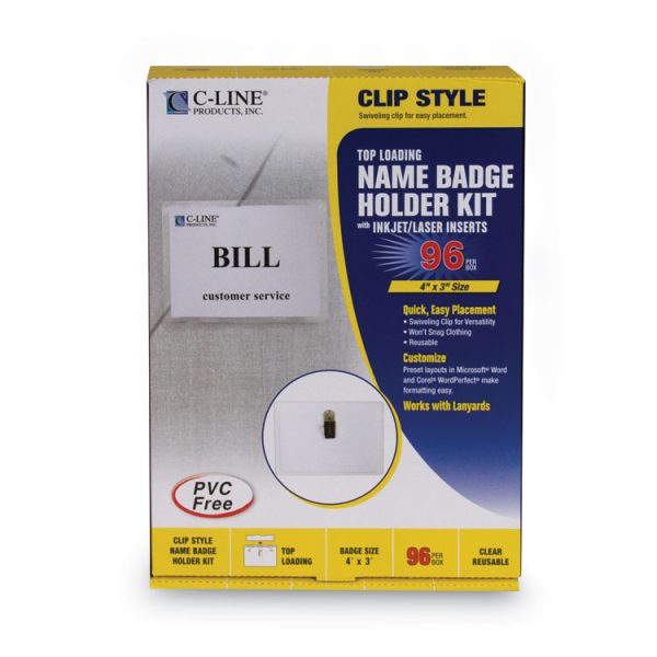 Name Badge Kits, Top Load, 4 X 3, Clear, Clip Style, 96/box - Image 3