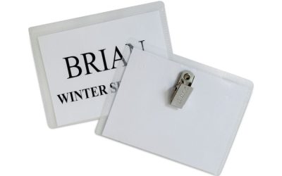 Name Badge Kits, Top Load, 4 X 3, Clear, Clip Style, 96/box