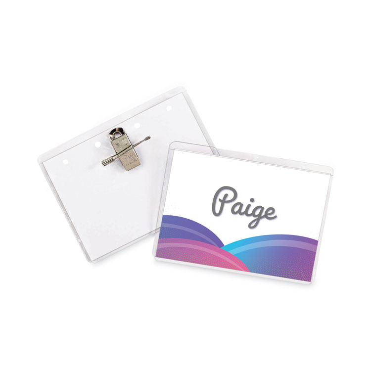 Name Badge Kits, Top Load, 4 X 3, Clear, Combo Clip/pin, 50/box - Image 2