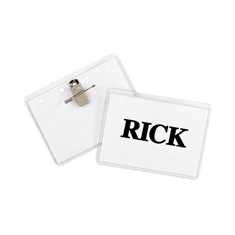 Name Badge Kits, Top Load, 4 X 3, Clear, Combo Clip/pin, 50/box - Image 3