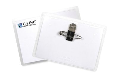 Name Badge Kits, Top Load, 4 X 3, Clear, Combo Clip/pin, 50/box