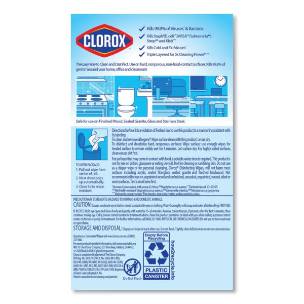 Disinfecting Wipes, 1-Ply, 7 x 8, Fresh Scent, White, 35/Canister, 12 Canisters/Carton - Image 6