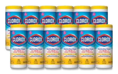 Disinfecting Wipes, 1-Ply, 7 x 8, Crisp Lemon, White, 35/Canister, 12 Canisters/Carton