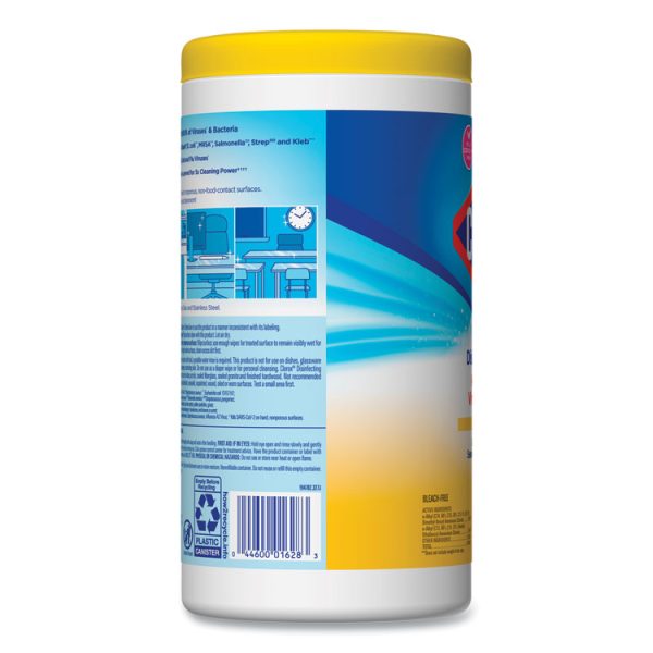 Disinfecting Wipes, 1-Ply, 7 x 7.75, Crisp Lemon, White, 75/Canister, 6 Canisters/Carton - Image 3