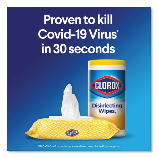 Disinfecting Wipes, 1-Ply, 7 x 7.75, Crisp Lemon, White, 75/Canister, 6 Canisters/Carton - Image 7