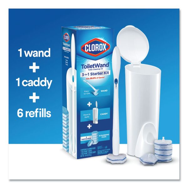 Toiletwand Disposable Toilet Cleaning System: Handle, Caddy And Refills, White, 6/Carton - Image 2