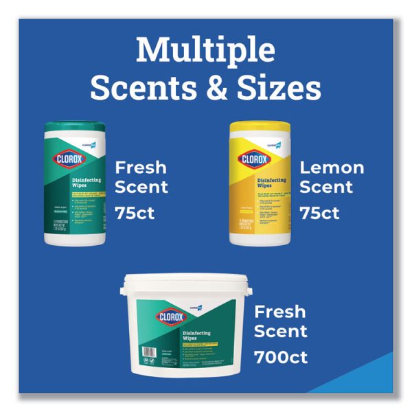 Disinfecting Wipes, 1-Ply, 7 x 8, Lemon Fresh, White, 75/Canister, 6/Carton - Image 10