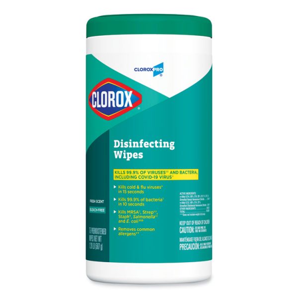 Disinfecting Wipes, 1-Ply, Fresh Scent, 7 x 8, White, 75/Canister, 6 Canisters/Carton - Image 2