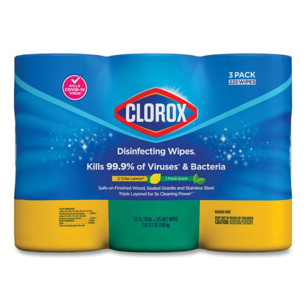 Disinfecting Wipes, 1-Ply, 7 x 8, Fresh Scent/Citrus Blend, White, 75/Canister, 3/Pack, 4 Packs/Carton - Image 8