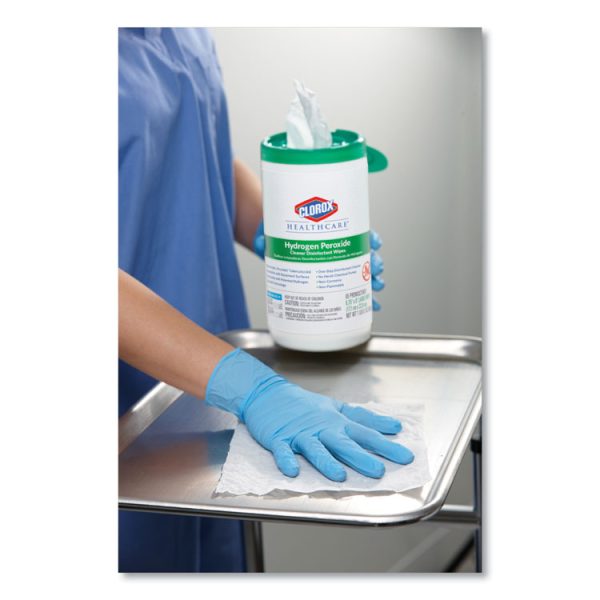 Hydrogen Peroxide Cleaner Disinfectant Wipes, 5.75 x 6.75, Unscented, White, 155/Canister, 6 Canisters/Carton - Image 8