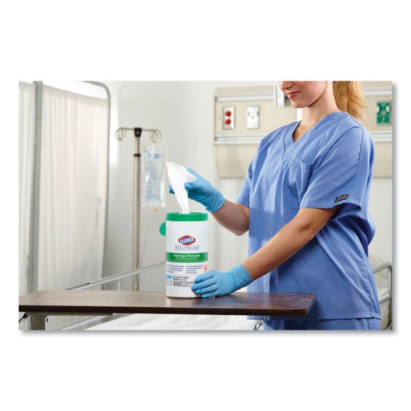 Hydrogen Peroxide Cleaner Disinfectant Wipes, 5.75 x 6.75, Unscented, White, 155/Canister, 6 Canisters/Carton - Image 7