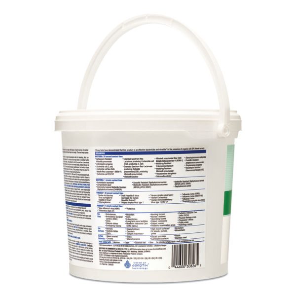 Hydrogen Peroxide Cleaner Disinfectant Wipes, 11 x 12, Unscented, White, 185/Canister, 2 Canisters/Carton - Image 3
