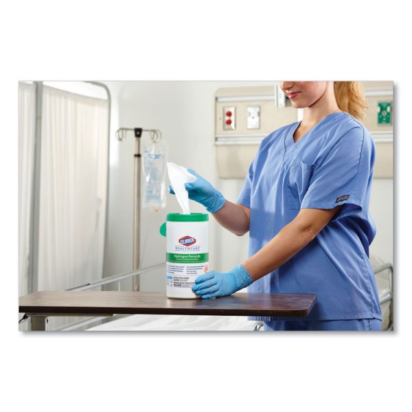 Hydrogen Peroxide Cleaner Disinfectant Wipes, 11 x 12, Unscented, White, 185/Canister, 2 Canisters/Carton - Image 6