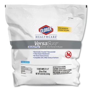 VersaSure Cleaner Disinfectant Wipes, 1-Ply, 12 x 12, Fragranced, White, 110/Pouch