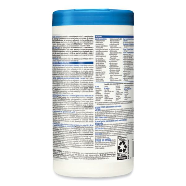 Bleach Germicidal Wipes, 1-Ply, 6.75 x 9, Unscented, White, 70/Canister - Image 3